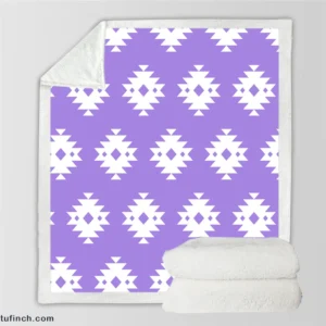 Navajo Ethnic Argyle Purple Pattern Sherpa Fleece Blanket