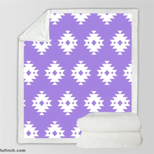 Navajo Ethnic Argyle Purple Pattern Sherpa Fleece Blanket