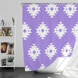 Navajo Ethnic Argyle Purple Pattern Shower Curtain