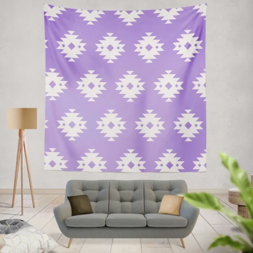 Navajo Ethnic Argyle Purple Pattern Wall Tapestry