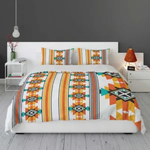 Navajo Geometric Orange Pattern Bedding Set 1