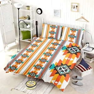 Navajo Geometric Orange Pattern Bedding Set