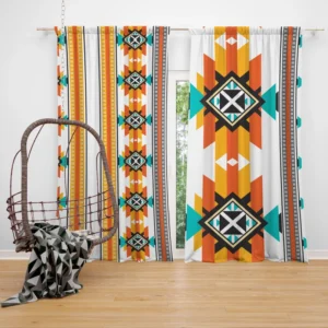 Navajo Geometric Orange Pattern Curtain