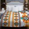 Navajo Geometric Orange Pattern Duvet Cover