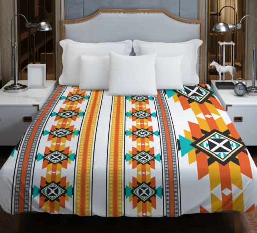 Navajo Geometric Orange Pattern Duvet Cover