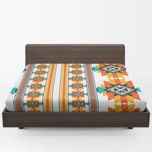 Navajo Geometric Orange Pattern Fitted Sheet 1