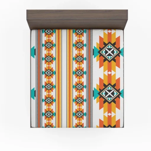 Navajo Geometric Orange Pattern Fitted Sheet