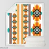 Navajo Geometric Orange Pattern Sherpa Fleece Blanket