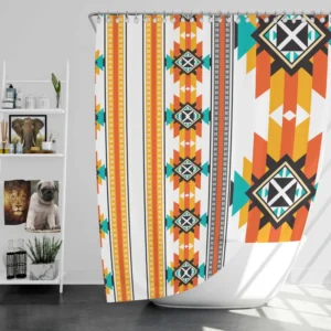 Navajo Geometric Orange Pattern Shower Curtain