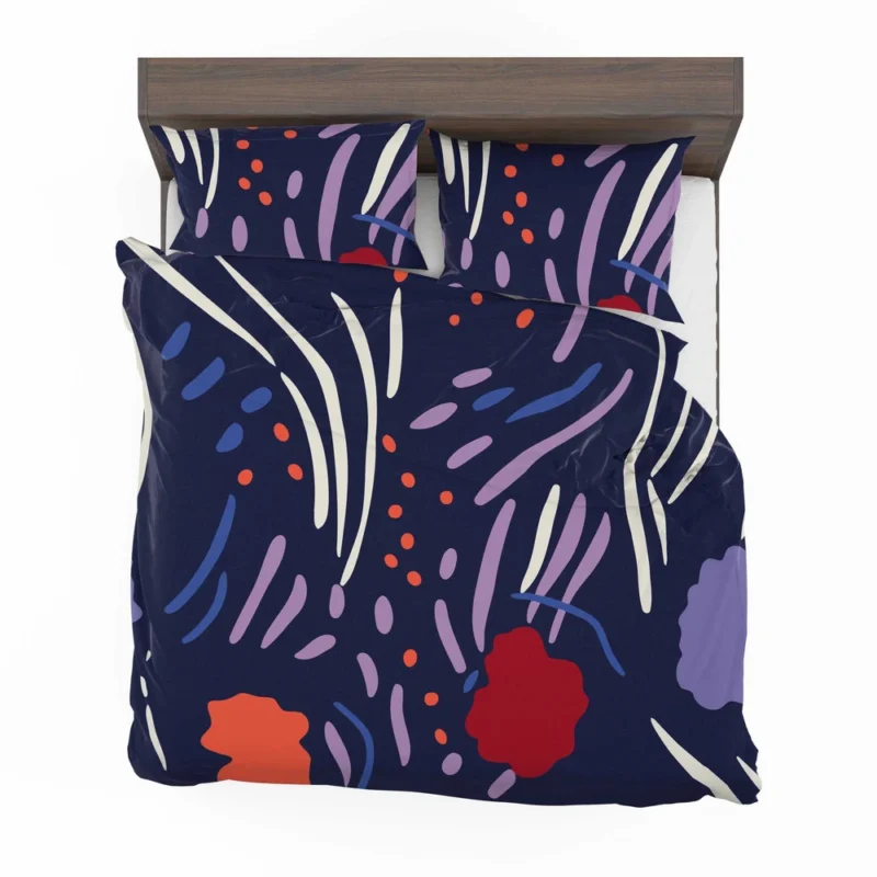 Navy Blue Abstract Doodle Pattern Bedding Set 2