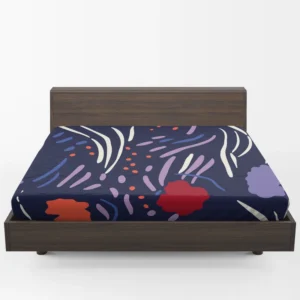 Navy Blue Abstract Doodle Pattern Fitted Sheet 1