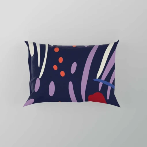 Navy Blue Abstract Doodle Pattern Pillow Case