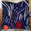 Navy Blue Abstract Doodle Pattern Quilt Blanket