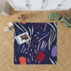 Navy Blue Abstract Doodle Pattern Rug