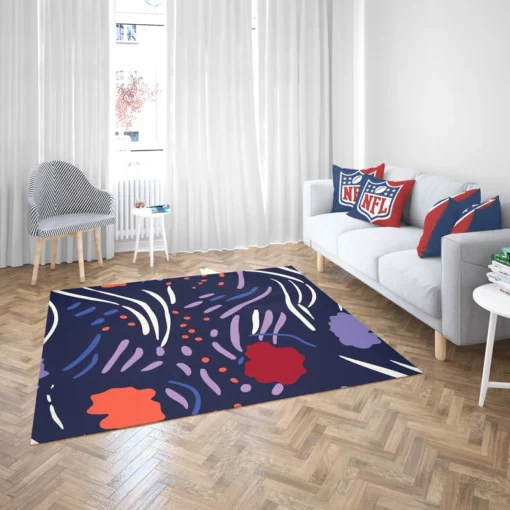 Navy Blue Abstract Doodle Pattern Rug 2