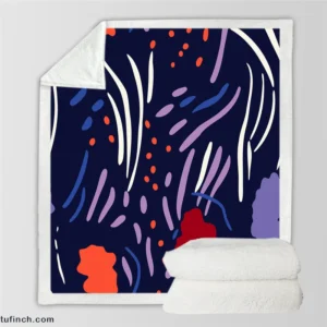 Navy Blue Abstract Doodle Pattern Sherpa Fleece Blanket