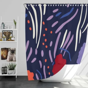 Navy Blue Abstract Doodle Pattern Shower Curtain