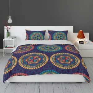 Navy Blue Abstract Pattern Design on Background Bedding Set 2