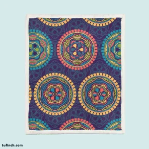 Navy Blue Abstract Pattern Design on Background Sherpa Fleece Blanket 1