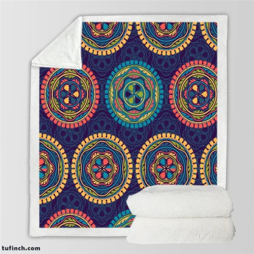 Navy Blue Abstract Pattern Design on Background Sherpa Fleece Blanket