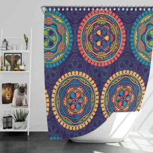 Navy Blue Abstract Pattern Design on Background Shower Curtain