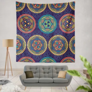 Navy Blue Abstract Pattern Design on Background Wall Tapestry