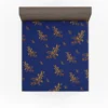 Navy Blue Baroque Pattern Golden Floral Fitted Sheet