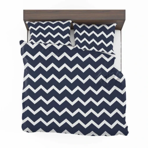 Navy Blue Chevron Zigzag Bedding Set 2