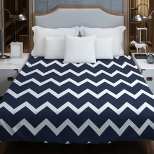 Navy Blue Chevron Zigzag Duvet Cover