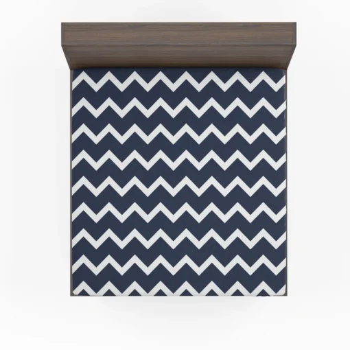 Navy Blue Chevron Zigzag Fitted Sheet