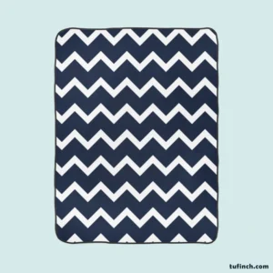 Navy Blue Chevron Zigzag Fleece Blanket 1