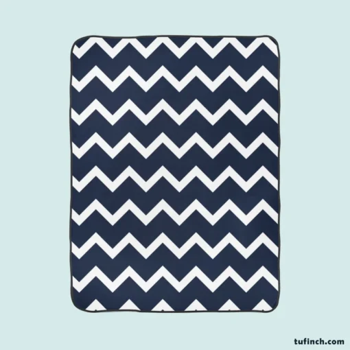 Navy Blue Chevron Zigzag Fleece Blanket 1