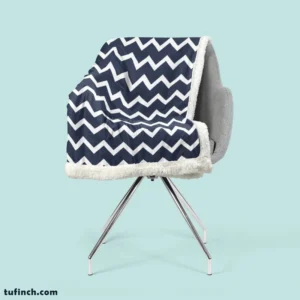 Navy Blue Chevron Zigzag Sherpa Fleece Blanket 2