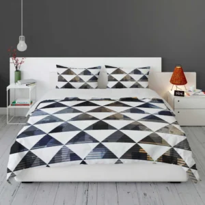 Navy Blue Grey Gradient Triangle Bedding Set 1