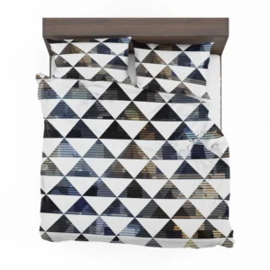 Navy Blue Grey Gradient Triangle Bedding Set 2