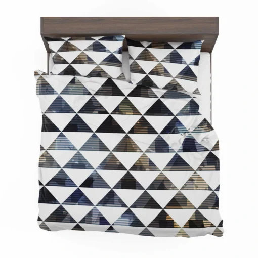 Navy Blue Grey Gradient Triangle Bedding Set 2