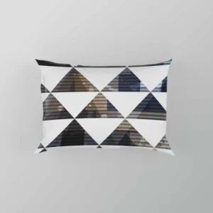 Navy Blue Grey Gradient Triangle Pillow Case