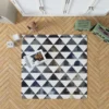 Navy Blue Grey Gradient Triangle Rug