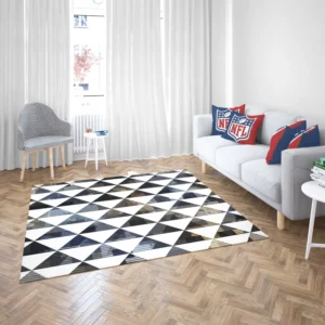 Navy Blue Grey Gradient Triangle Rug 2