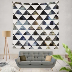 Navy Blue Grey Gradient Triangle Wall Tapestry