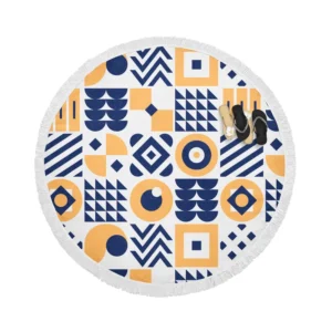 Neo Modernism Artwork Round Beach Towel