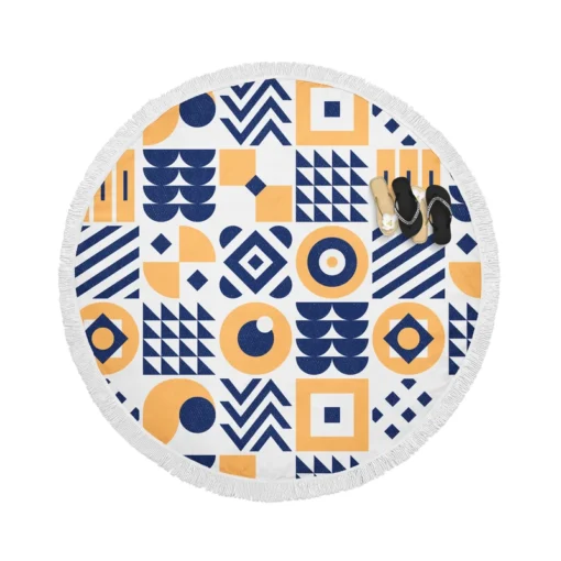 Neo Modernism Artwork Round Beach Towel