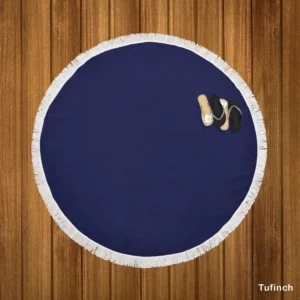 Night Blue Solid Color Round Beach Towel