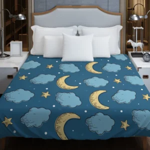 Night Sky Moon Clouds Duvet Cover