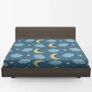 Night Sky Moon Clouds Fitted Sheet 1