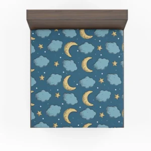 Night Sky Moon Clouds Fitted Sheet