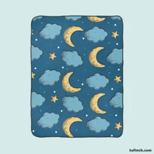 Night Sky Moon Clouds Fleece Blanket 1