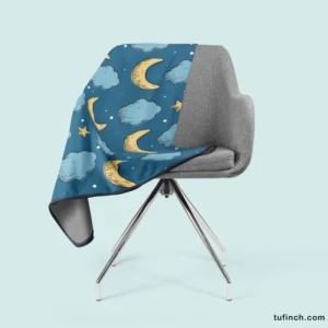 Night Sky Moon Clouds Fleece Blanket 2