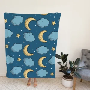 Night Sky Moon Clouds Fleece Blanket