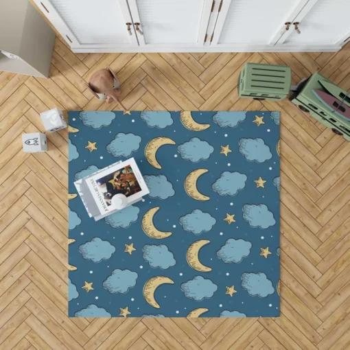 Night Sky Moon Clouds Rug